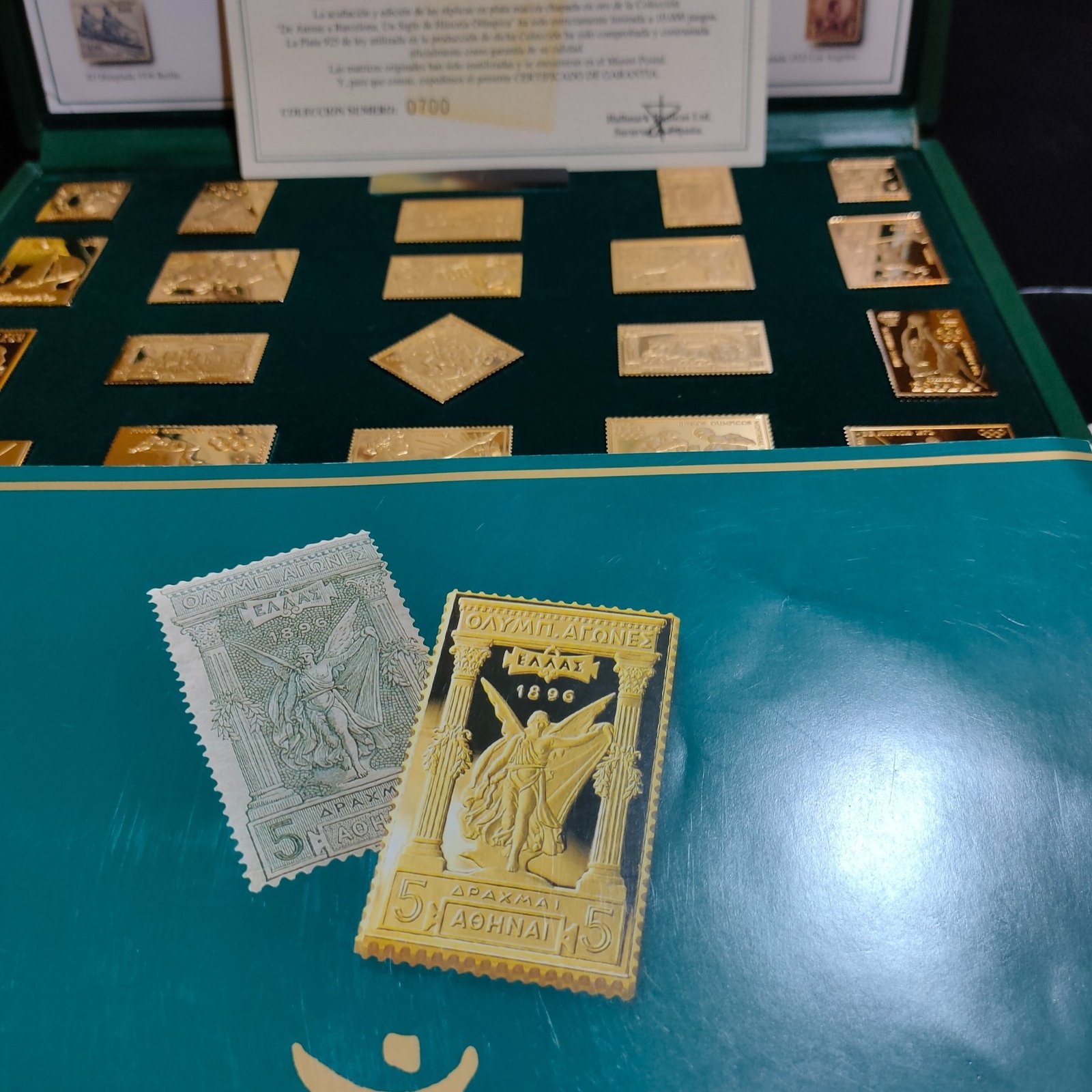 Hermosa colección 25 Sellos de Plata de ley 925mm, chapada en oro de 22K y con un grosor de 2,2 mm